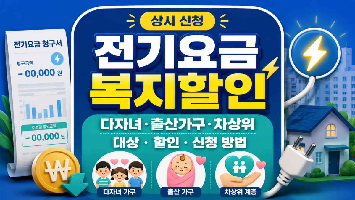 다자녀·출산가구·차상위계층의 전기요금 복지할인 대상과 신청 방법