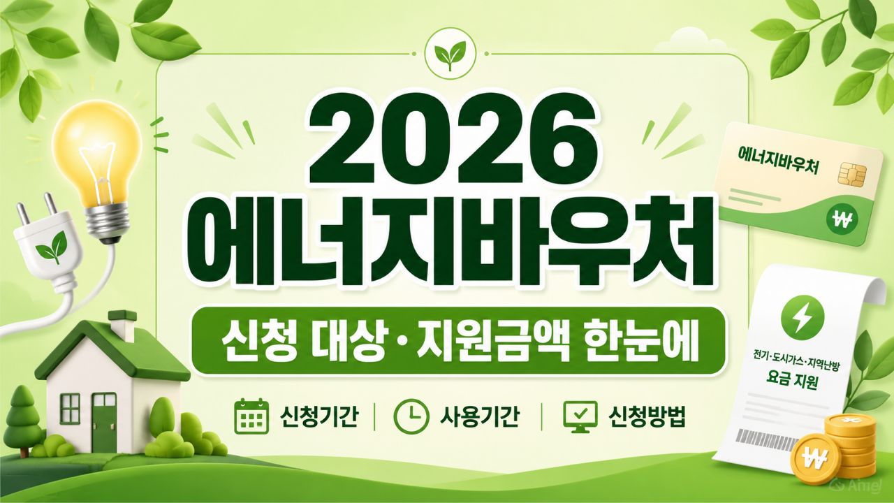 2026 에너지바우처 신청 대상과 세대원 수별 지원금액을 안내하는 썸네일