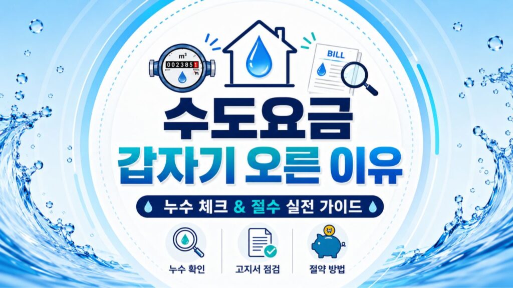 수도요금이 갑자기 오른 이유와 누수 점검 및 절수 방법을 안내하는 이미지