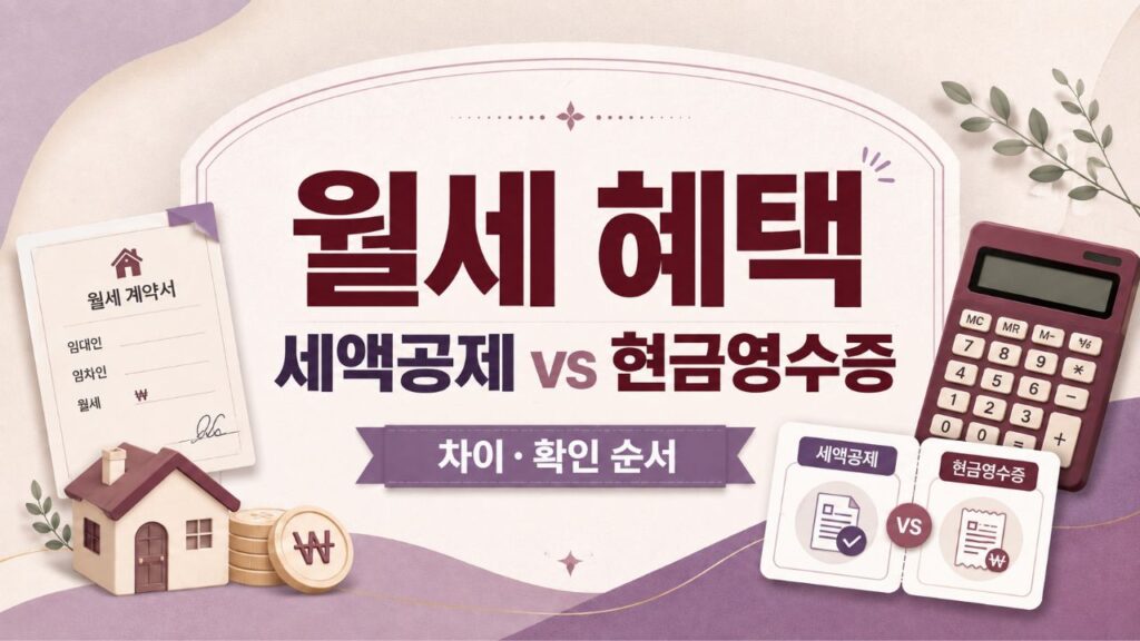 월세 세액공제와 월세 현금영수증의 차이를 비교해 보여주는 썸네일