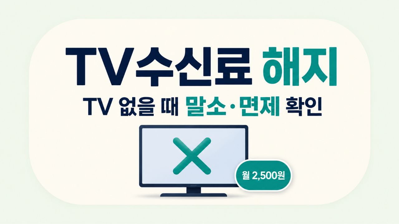 TV수신료 해지와 TV가 없을 때 수상기 등록 말소·면제를 안내하는 이미지